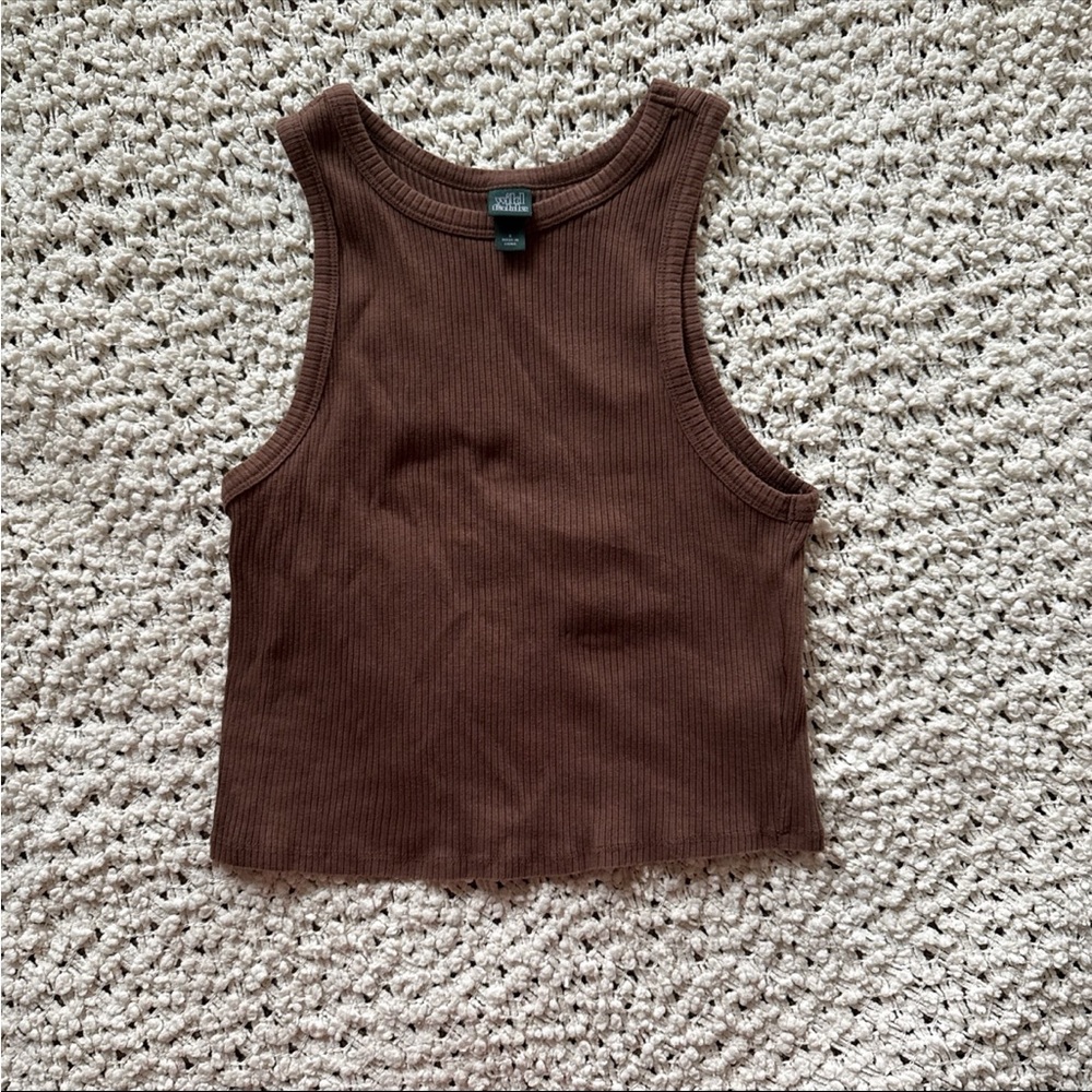 🤎 Wild Fable High Neck Cropped Rib Tank Top 🤎